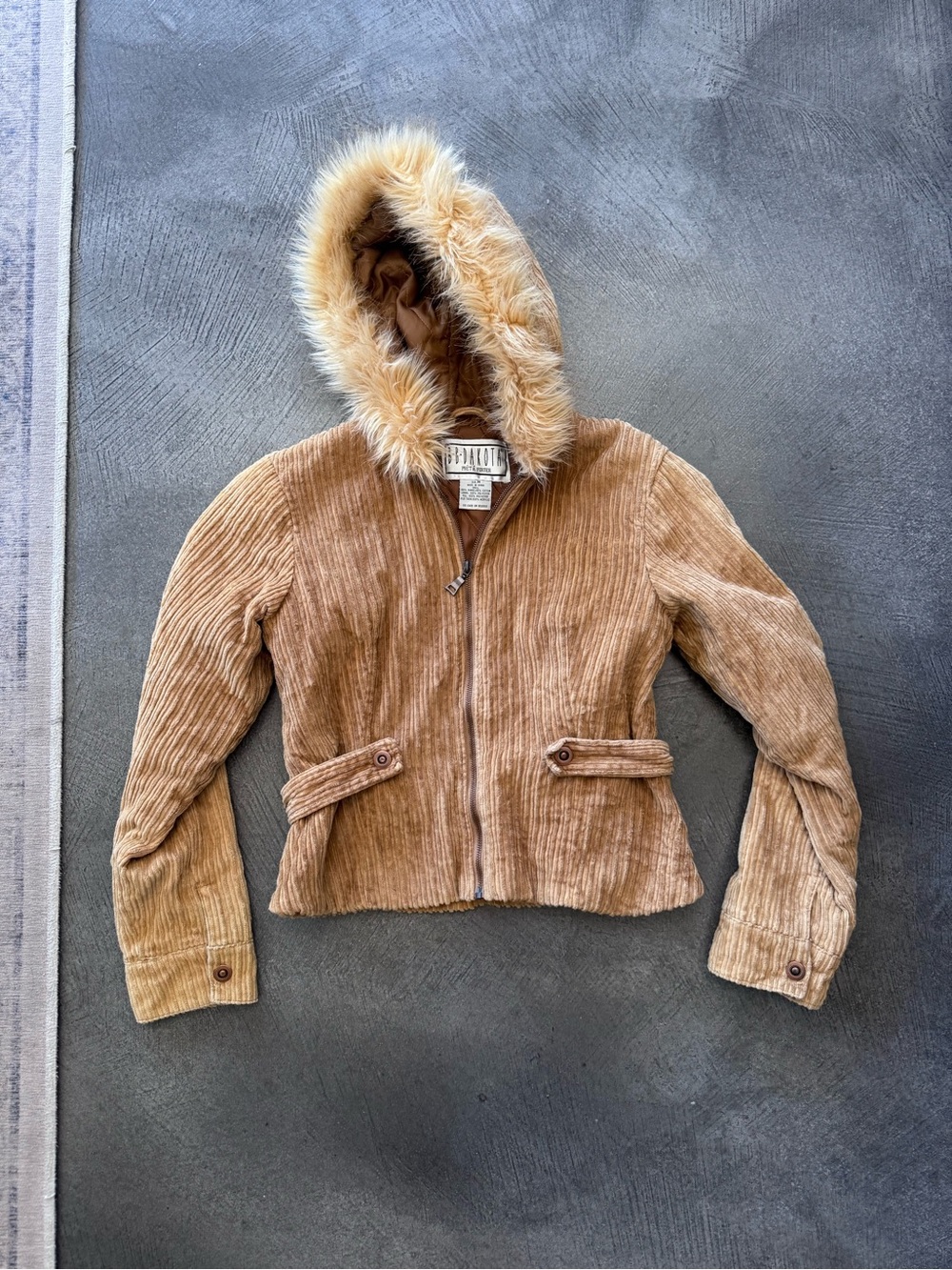 BB Dakota Faux-Fur Trim Corduroy Jacket - Camel